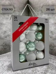 Набор стеклянных шаров Мятная прохлада 26 шт., Christmas DeLuxe (86458)