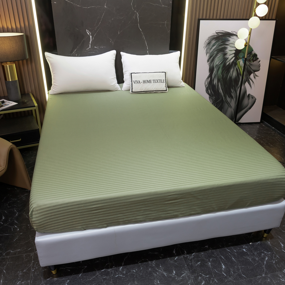 Простынь на резинке Страйп Сатин Однотонный 100% хлопок RR1CT028