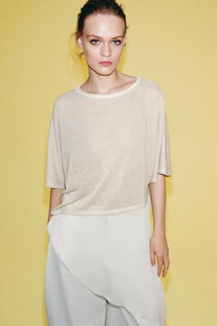 ZARA КОМБИНИРОВАННЫЙ ТОП, ПЕСОЧНЫЙ