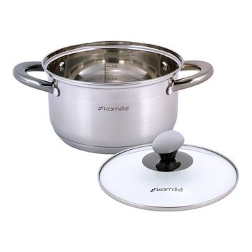 Кастрюля 2 л. из нержавеющей стали Kamille KM-4921 с черными ручками