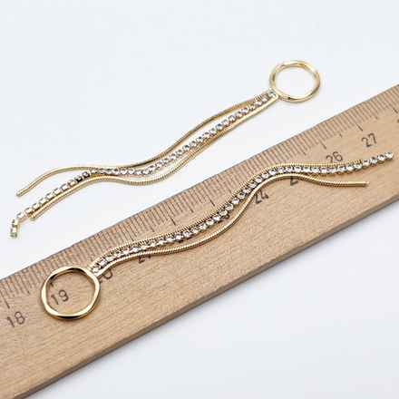 Подвеска Кисточка, цвет золото, фианиты, размер 100*12,5 мм, цена за 1 шт