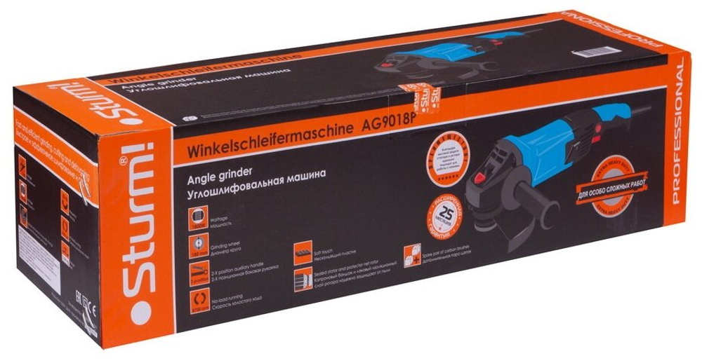 Машина углошлифовальная STURM AG9018Р 180мм,1800Вт ПОВЫШ.ПЫЛЕЗАЩИТА