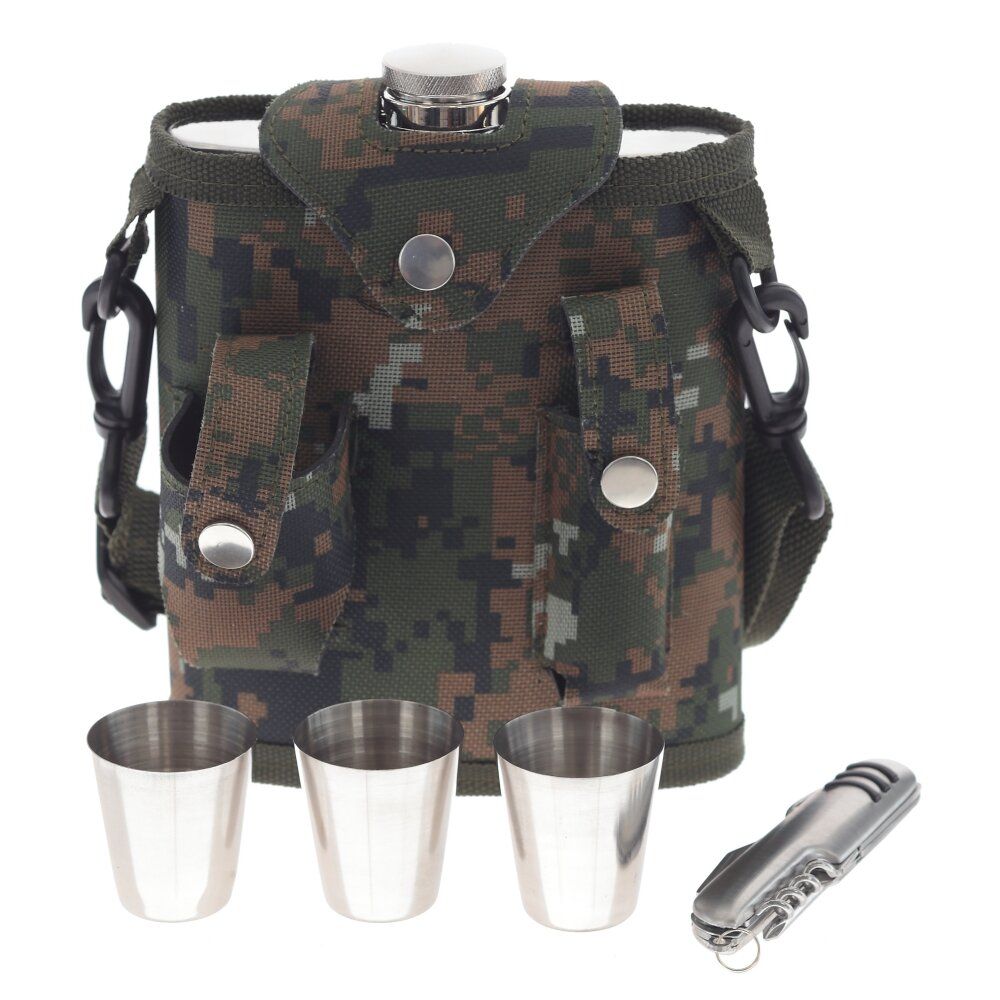 GAEM Набор из 5-ти предм.: фляжка 500 мл, 3 стопки 30 мл, нож, L14 W8 H17 см