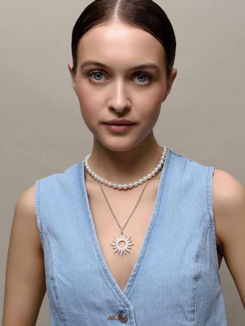 Чокер "Pure" из перламутра 35 см Silver