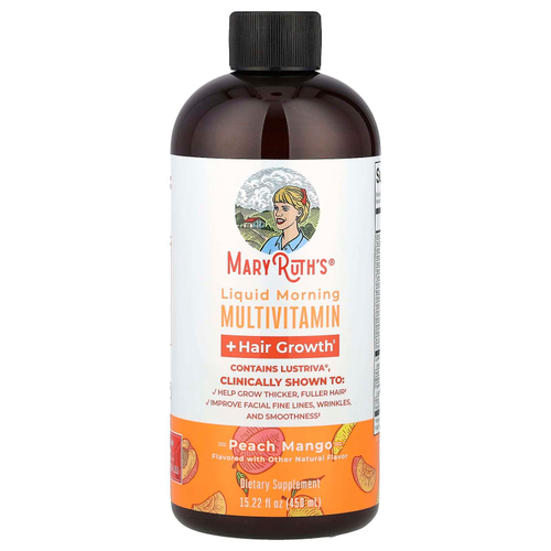 MaryRuth's, Liquid Morning Multivitamin + Hair Growth, персик и манго, 450 мл (15,22 жидк. унц.)