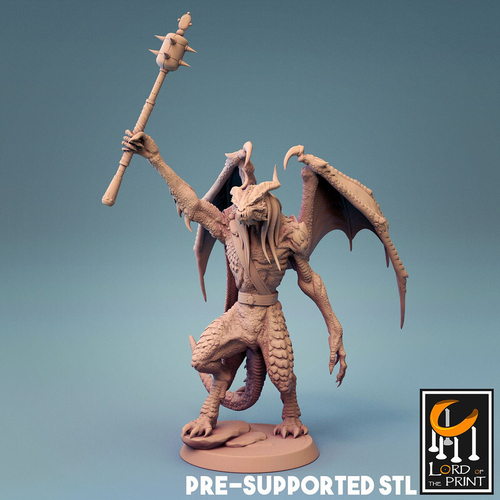 Абишай Демон Людоящер Драконорождённый Dragonborn Lizardmen Seraphon Серафон Воин Паладин Варвар Файтер Рыцарь миниатюра для dnd, днд, pathfinder, фентези, Настольная игра, НРИ, Варгейм, РПГ