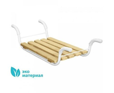 Сиденье для ванны Nika 5-реечное, дерево и металл, 42x27 см, с обрезиненным креплением, белое