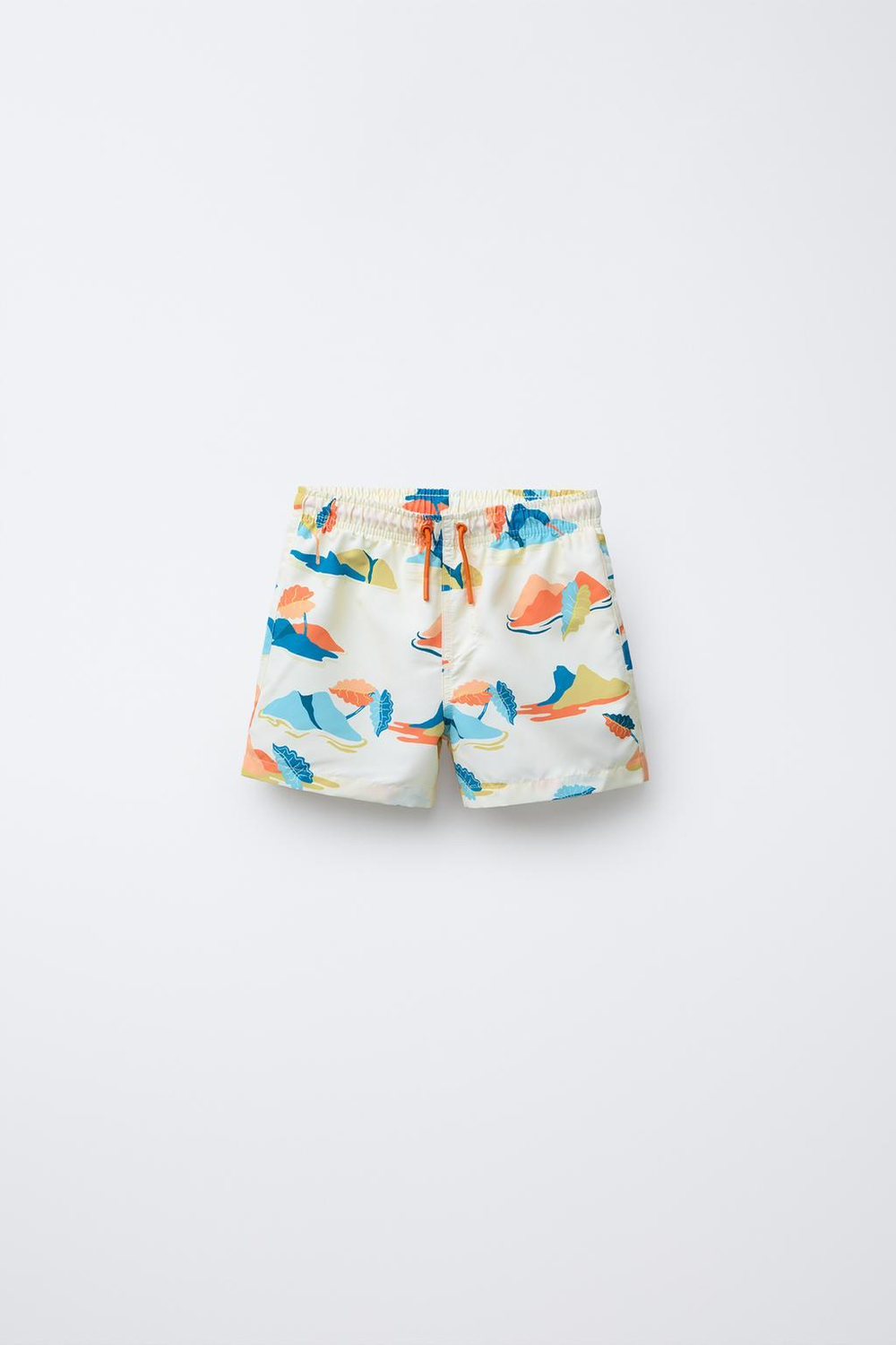 ZARA ПЛАВКИ С ПРИНТОМ «ОСТРОВ», ПЕСОЧНЫЙ