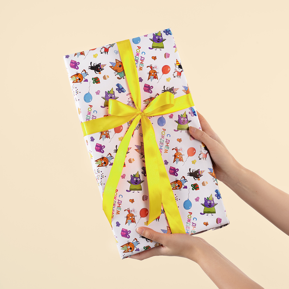 Упаковочная бумага «Три кота» 0,7×1 м, 105 г/м²