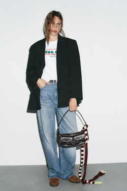 ZARA ГОРОДСКАЯ СУМКА С КАРМАНАМИ, БОРДОВО-КРАСНЫЙ