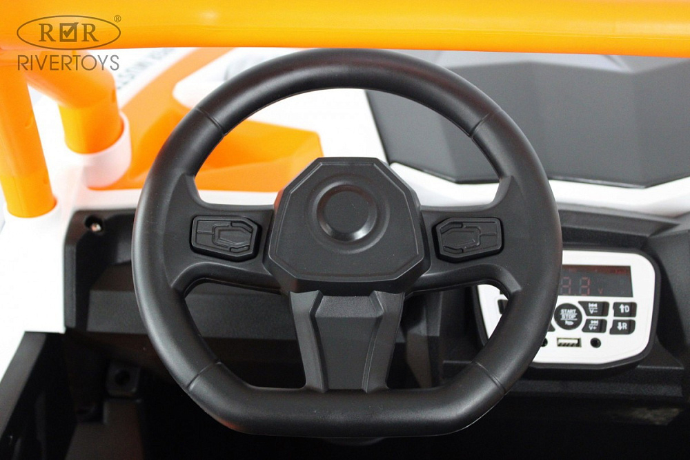 Детский электромобиль RiverToys X707XX WHITE-ORANGE/бело-оранжевый