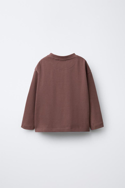 ZARA ФУТБОЛКА HEAVYWEIGHT С ВЫШИВКОЙ, БЛЕДНО-ФИОЛЕТОВЫЙ