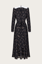 ПЛАТЬЕ ИЗ ЧЕРНОГО ШЕЛКА С ДЕКОРАТИВНОЙ МАНИШКОЙ