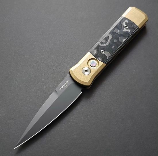 Автоматический складной нож Pro-Tech "Godson" Limited - рук. бронза + Fat Carbon Camo, клинок 154CM