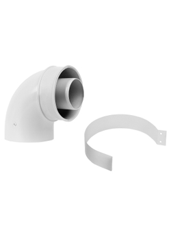 Отвод коаксиальный промежуточный Royal Thermo 60/100, 90 гр. M/M, подкл. через хомут
