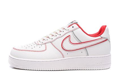 white air forces with red outline