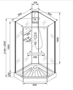 Душевая кабина Ceruttispa (ЧеруттиСпа) CHIKA901B, с низким поддоном, 90x90x225