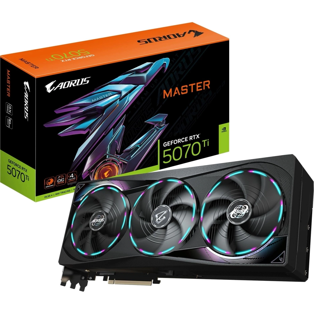 Видеокарта Gigabyte RTX5070Ti MASTER 16GB GDDR7 256bit 3xDP HDMI 3FAN RTL