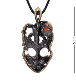 AM-4014 Подвеска «Маска Ящерица» (латунь, янтарь)
