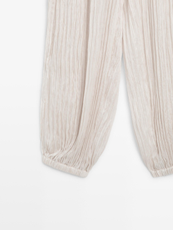 Massimo Dutti Брюки Саруэль с плиссировкой, кремовый