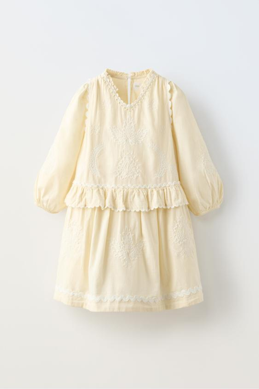 ZARA ПЛАТЬЕ С ВЫШИВКОЙ, ВАНИЛЬНЫЙ