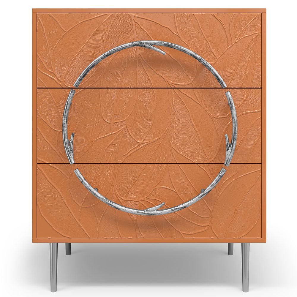 Комод Арт Колор с 3-мя ящиками leaves Стайл Сильвер Томленый оранжевый