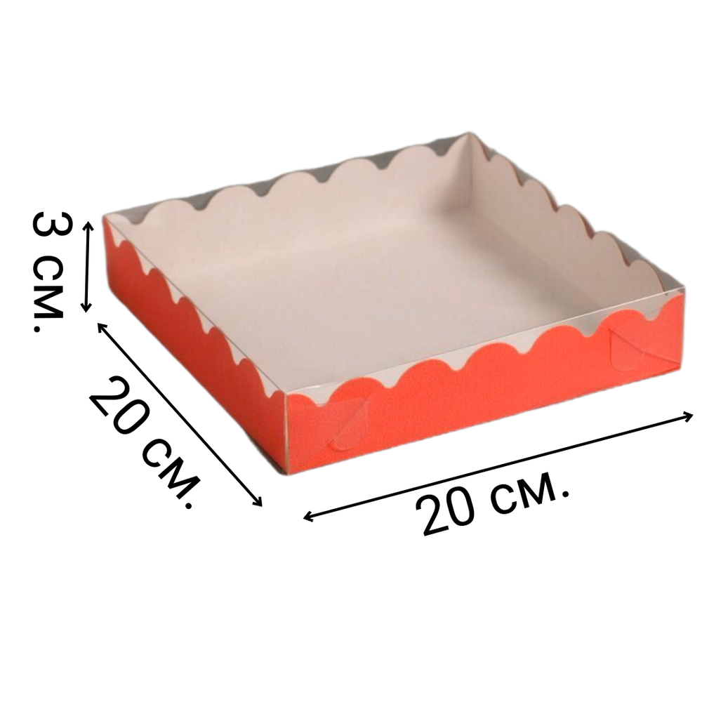 Коробочка для печенья 20х20х3 см красная