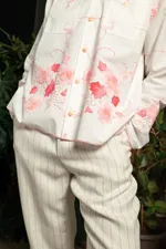 Рубашка Soeurs с Розовыми Аппликациями / Pink Applique Long Sleeve белая