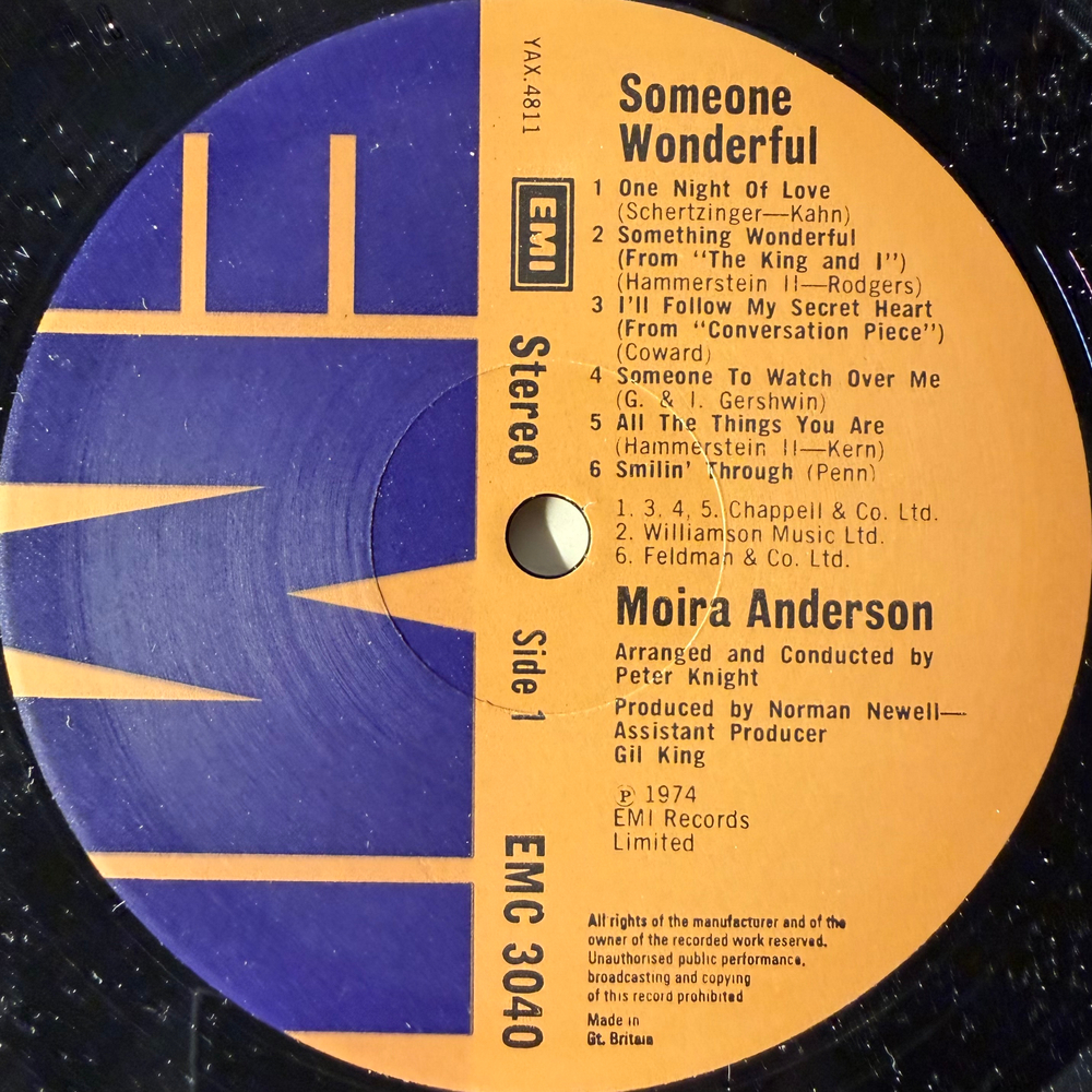 Moira Anderson ‎– Someone Wonderful (Англия 1974г.) Promo