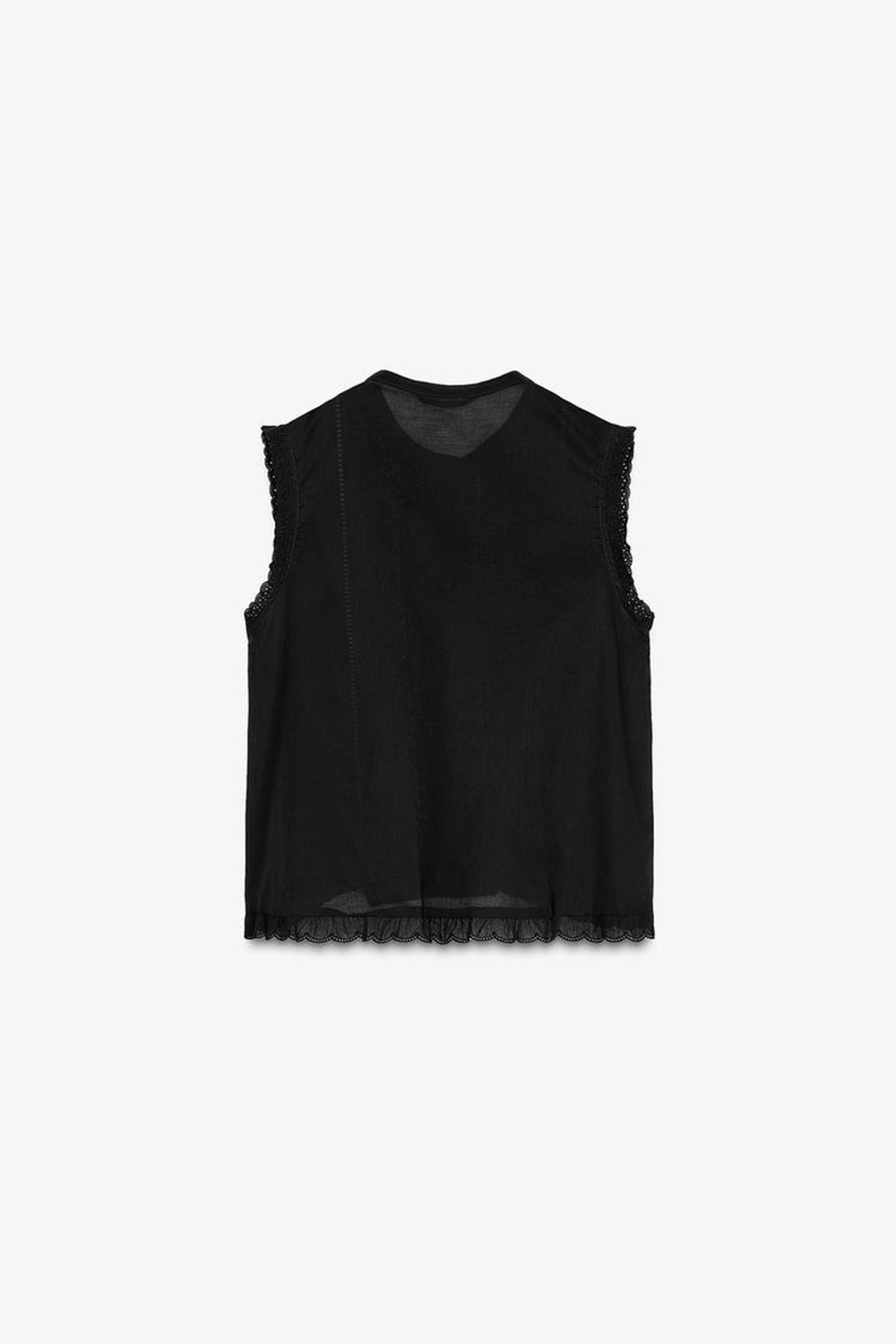 ZARA ТОП В РОМАНТИЧЕСКОМ СТИЛЕ С КРУЖЕВОМ, ЧЕРНЫЙ