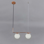 Подвесной светильник 2х5Вт Е27, металл-стекло, золото-чёрный