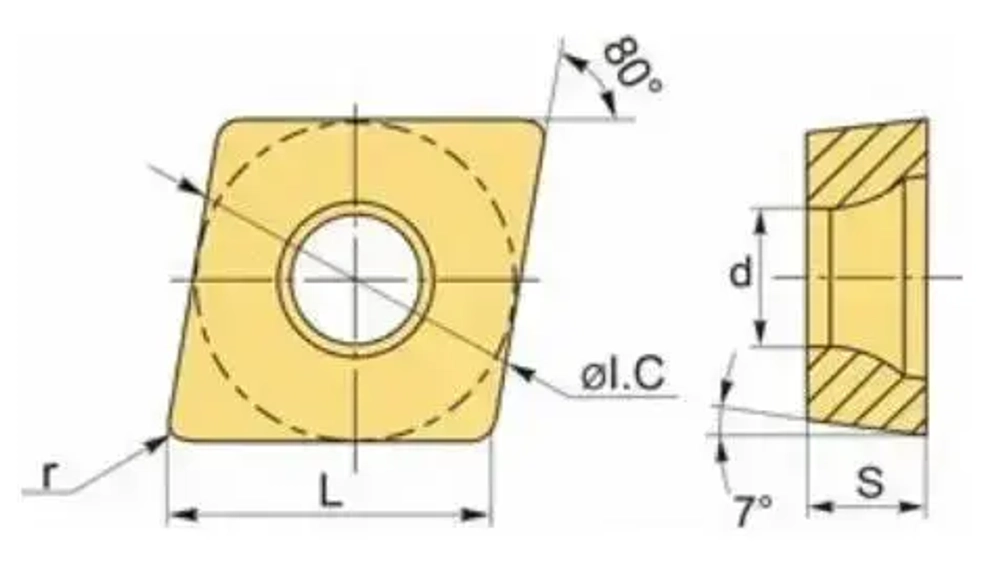 Пластина твердосплавная CCMT060204-SM IC908 IC907 / 10 штук / сменная Ромбическая 80 гр. по металлу