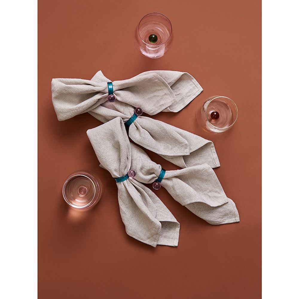 Набор из 4 колец для салфеток Orb, Ø4 см, бирюзовые/розовые