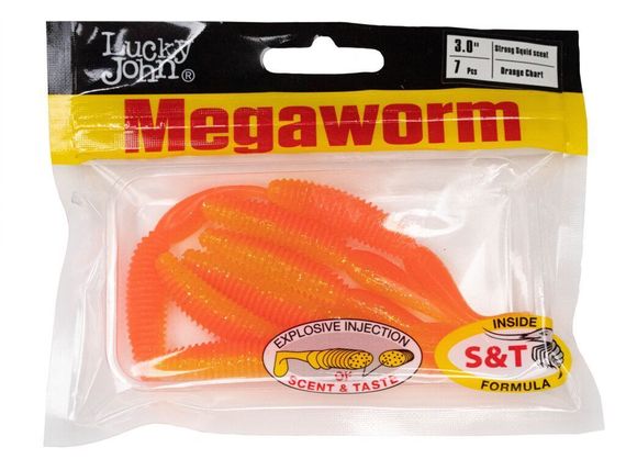 Виброхвосты съедобные LJ Pro Series MegaWorm 3,0in (7,6 см), цв. T26, 7 шт.