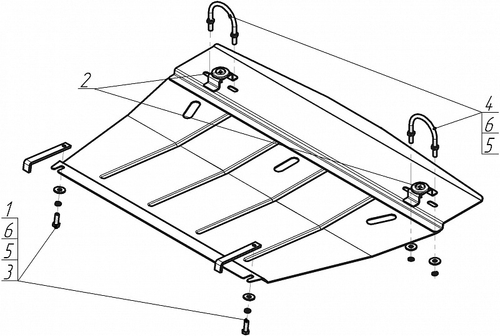 Защита картера Двигателя. 2 мм, Сталь. для Audi A6 1997-2001, Audi A6 2001-2004 MOTODOR.00113
