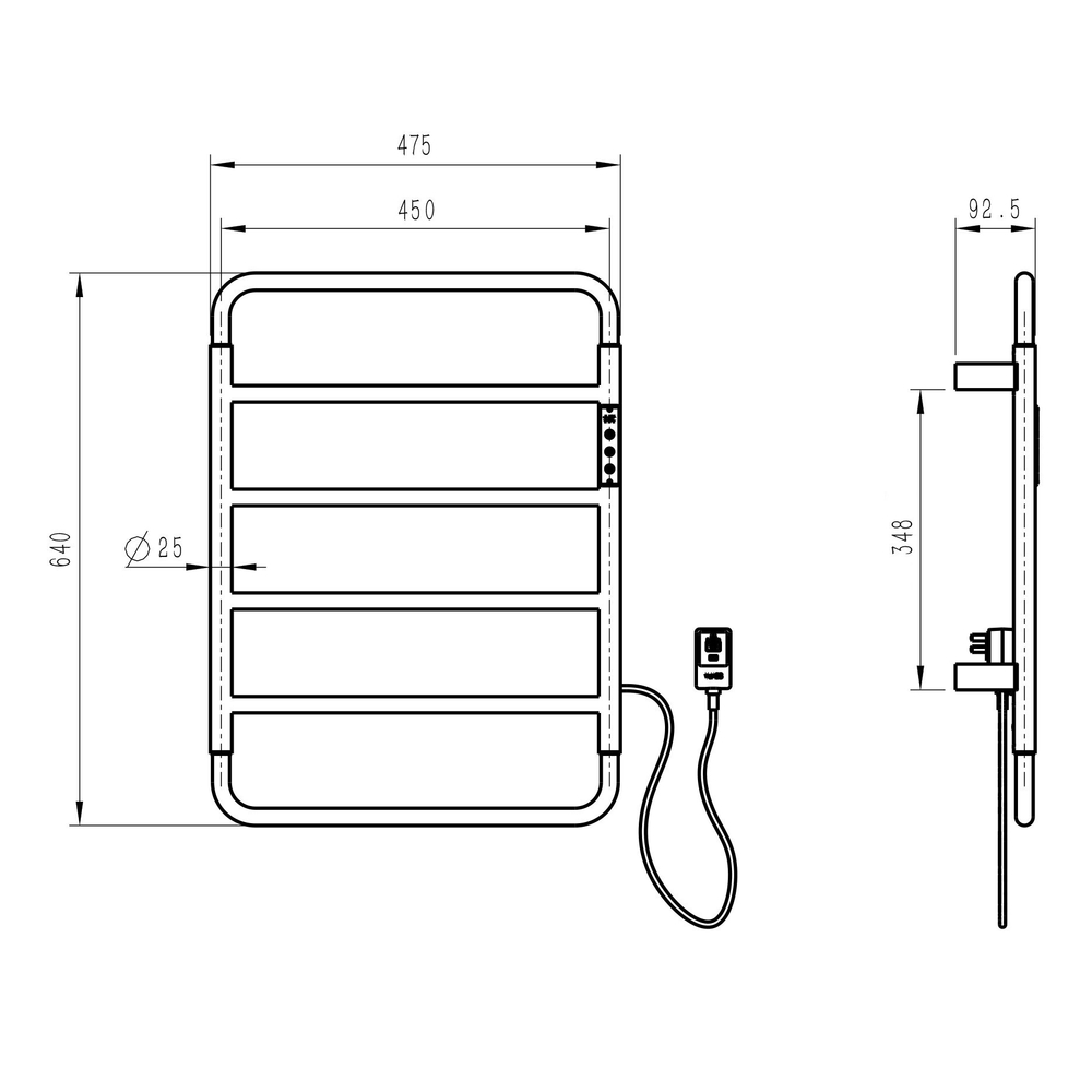 Полотенцесушитель электрический WONZON & WOGHAND WISMAR, Черный матовый (WW-AL201-MB)