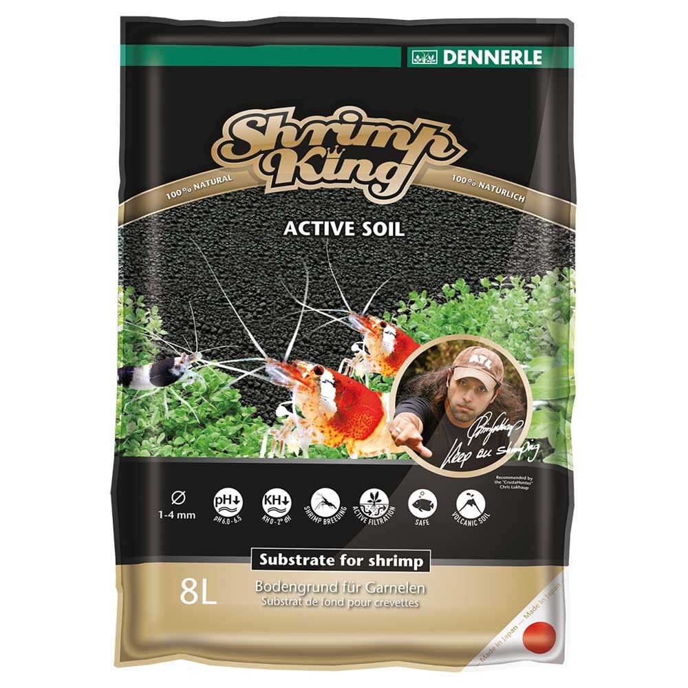 Dennerle Shrimp King Active Soil 8 л - грунт для аквариумов с креветками 1-4 мм, черный