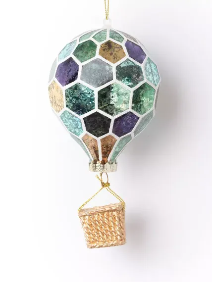 Винтажная стеклянная подвеска Воздушный шар h-16,5 см., 1 шт., зеленый, Karlsbach (12825)