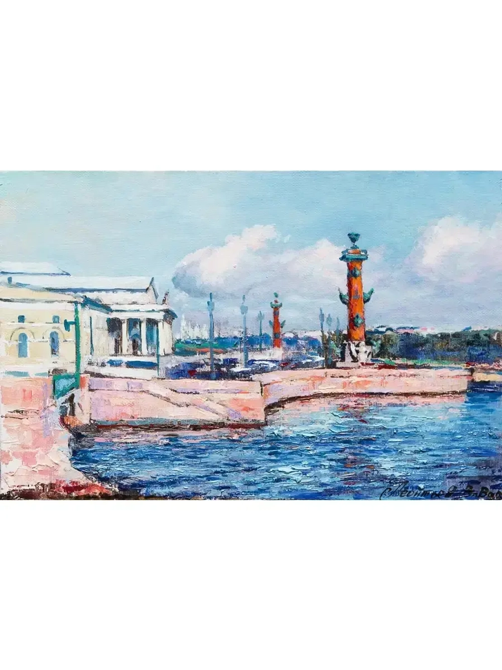 Картина маслом Солнечный день. Стрелка В.О Леонтьев