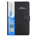 Записная книжка Basir на кнопке, формат А5, переплет из кожзама, 19.5*13.8 см, 80 листов, чёрный