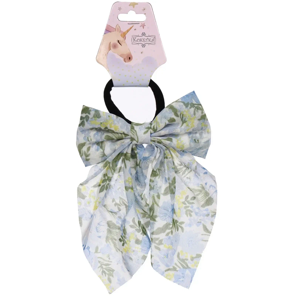 Резинка для волос «ПЕРСЕЯ», пионы, микс 4 цвета, d-5см/11*17см (подвес Кокетка Единорог)