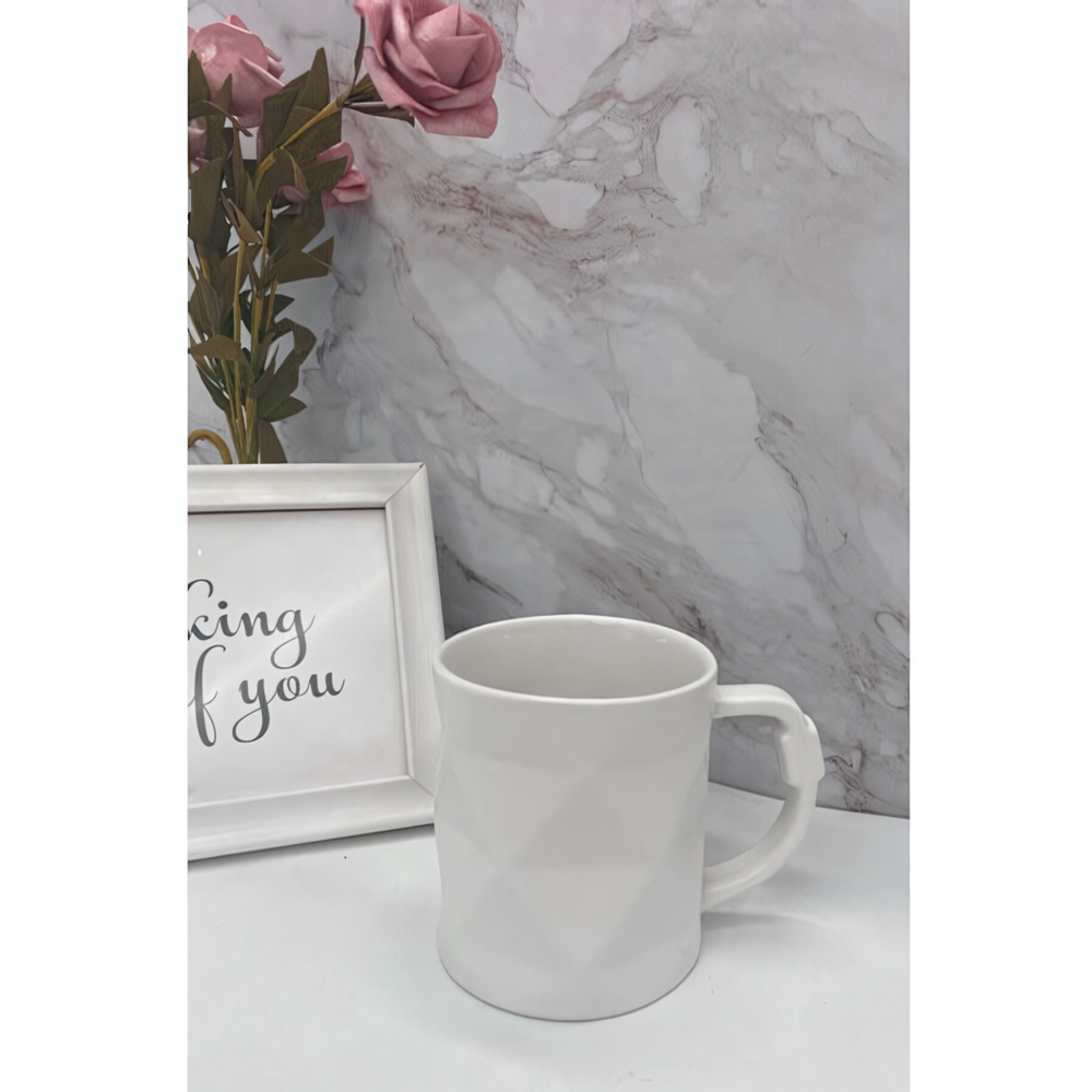 Кружка керамическая 420мл «Белая» мятая