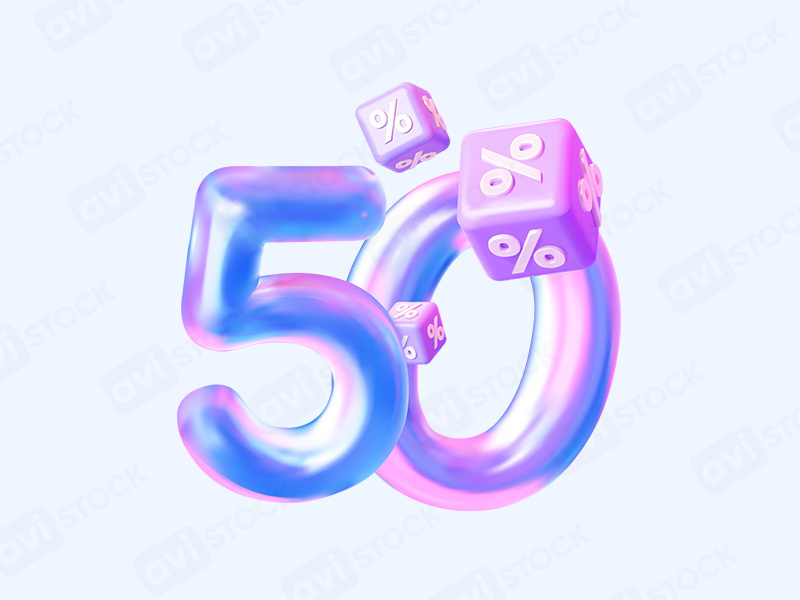 Голографическая цифра 50