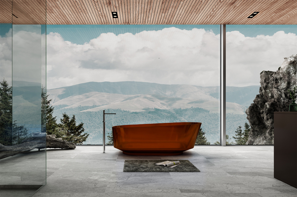 Прозрачная ванна ABBER Kristall AT9706Opal коричневая  170x80 см