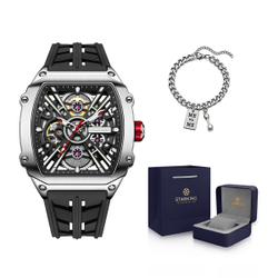 STARKING Steel Core Collection Mechanical Movement Silicone Strap Watch Men"s Watches Black Dial