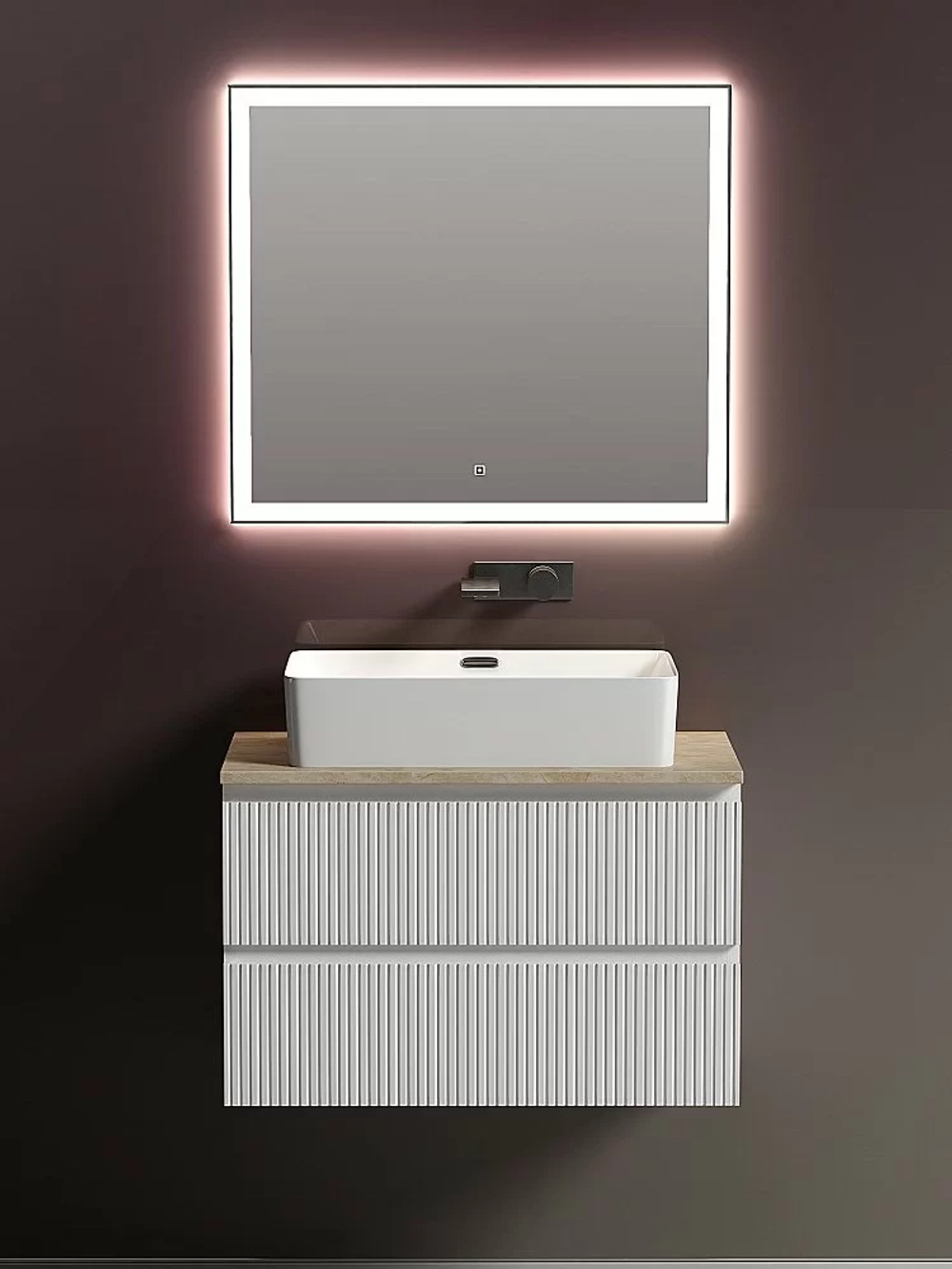 Тумба с раковиной Sancos SNOB T 80 со столешницей, белая матовый