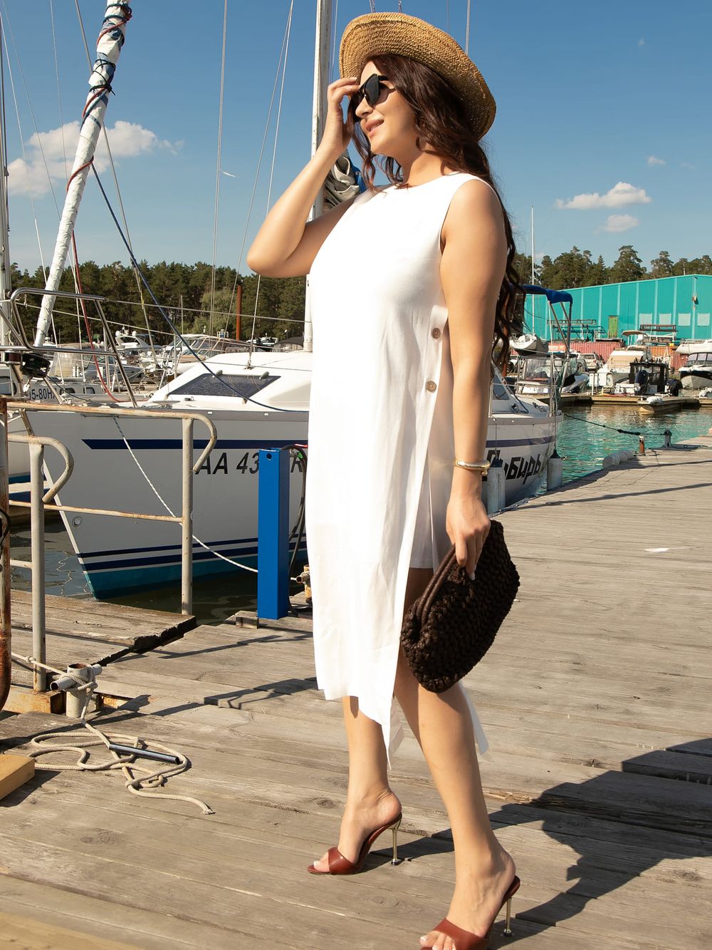 Платье льняное Тропик (белое) П16032-1М LT Collection