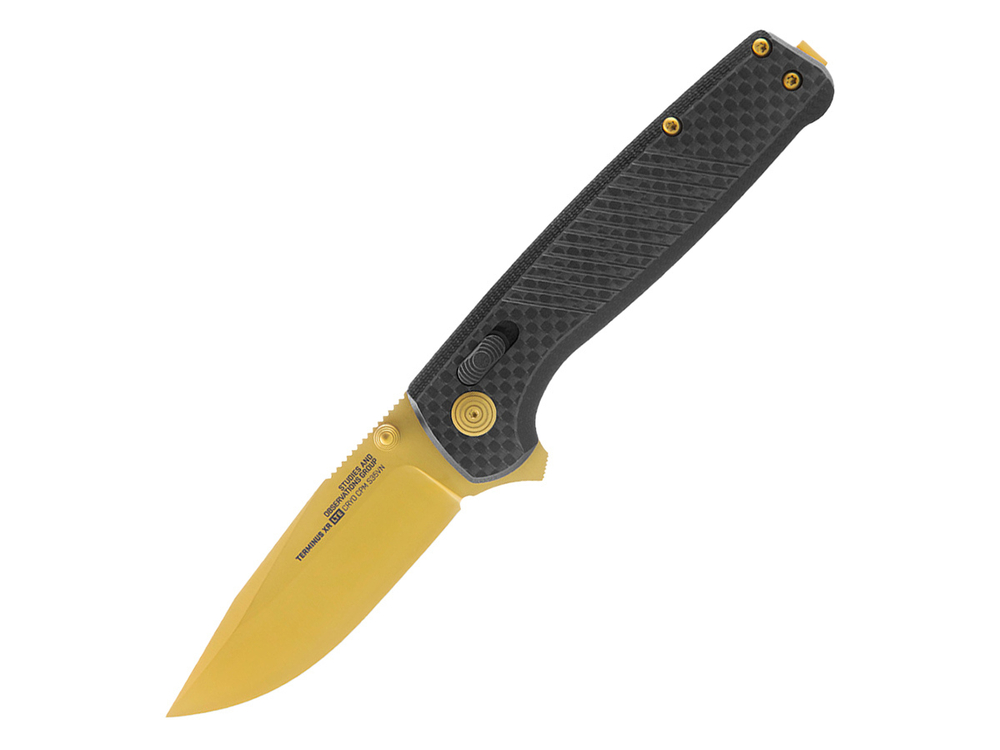 Нож складной SOG Terminus XR LTE Carbon + Gold, сталь Cryo CPM S35VN, рукоять G10 + Carbon Fiber, 62г