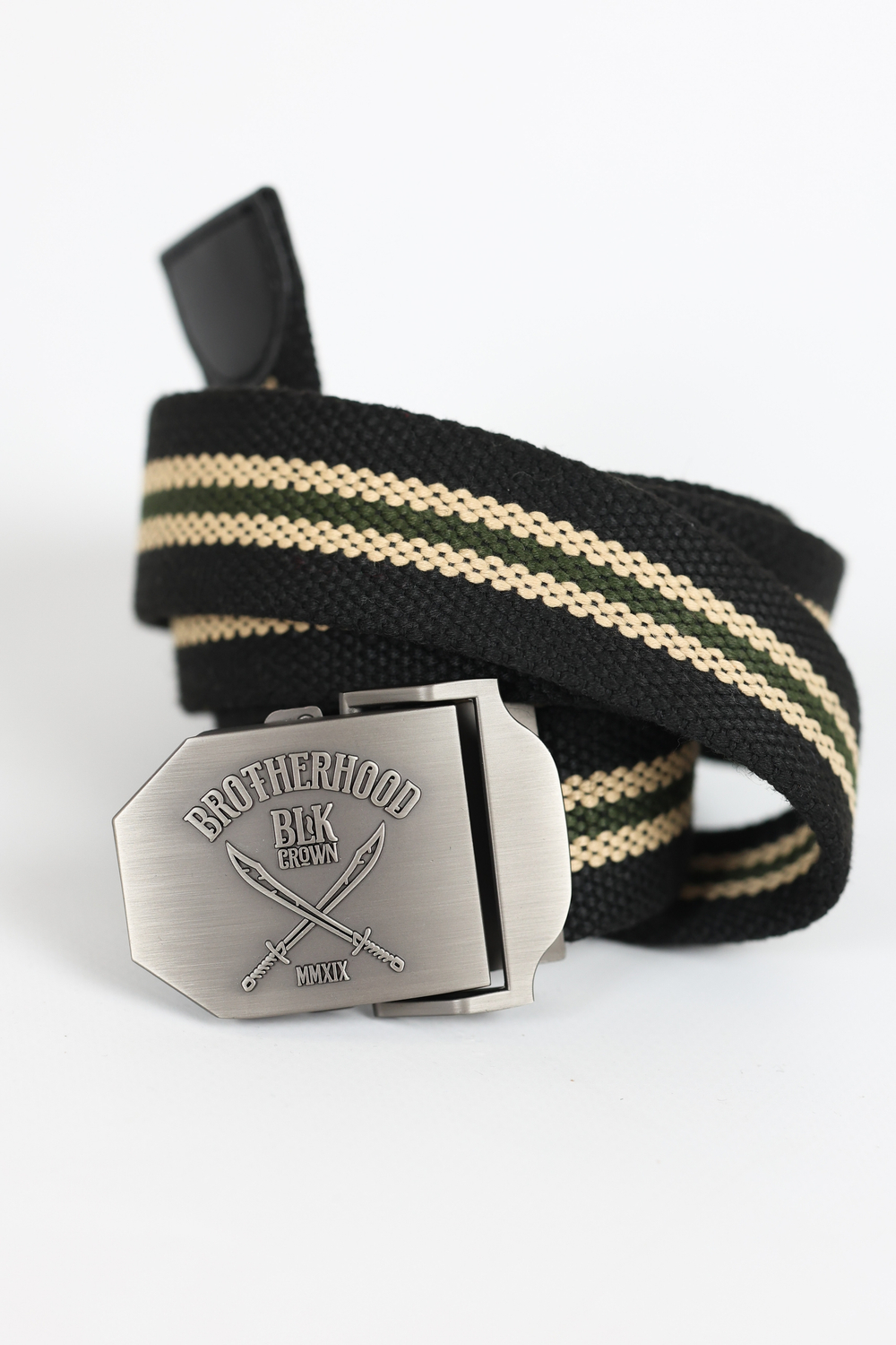 Ремень BLK CROWN Brotherhood Черный/Полоса