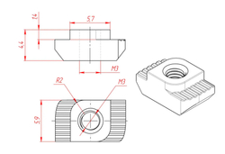 Т-гайка (паз 6 мм, винт М4)